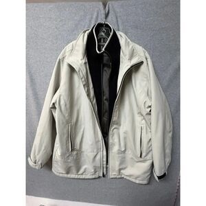 Weatherproof Soft Shell Lined Duel Zip Jacket Light Gray Mens Size XL